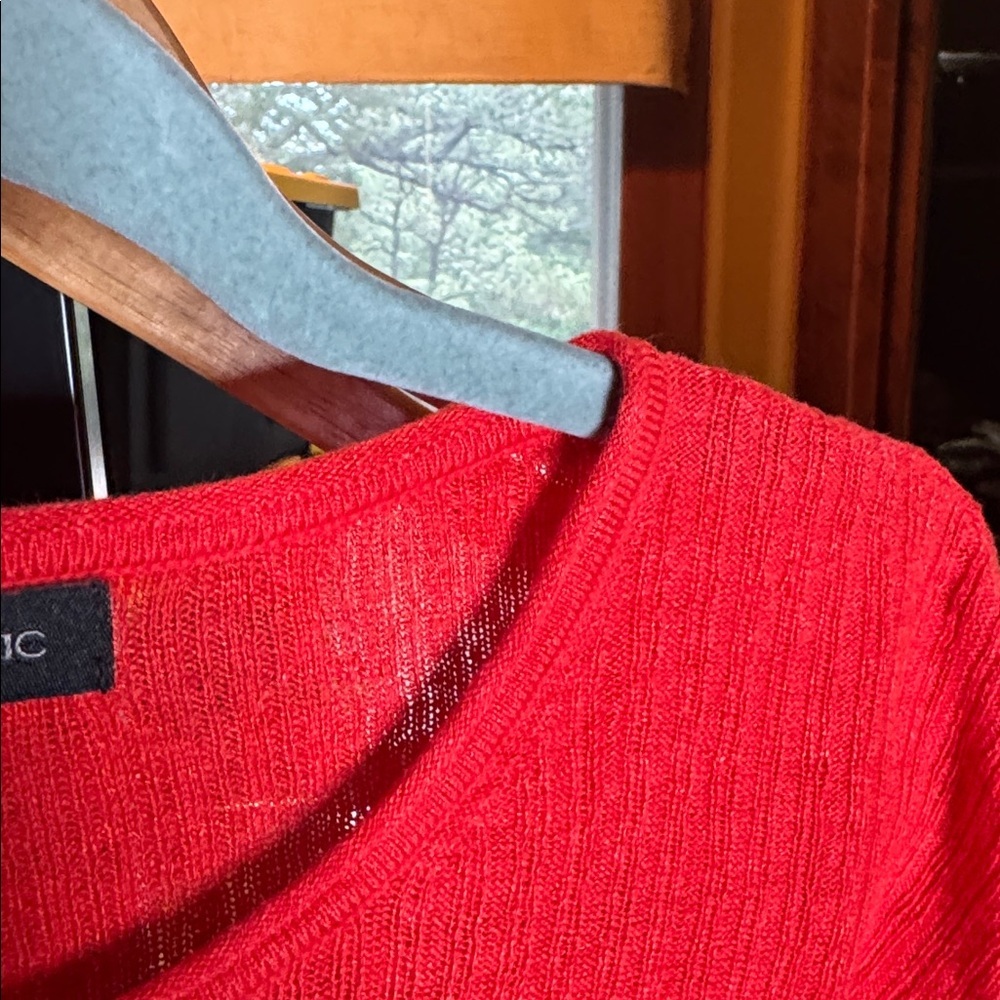 Banana Republic Linen Blend Sweater XS Red Oversized Lightweight Summer Knit - Picture 9 of 10
